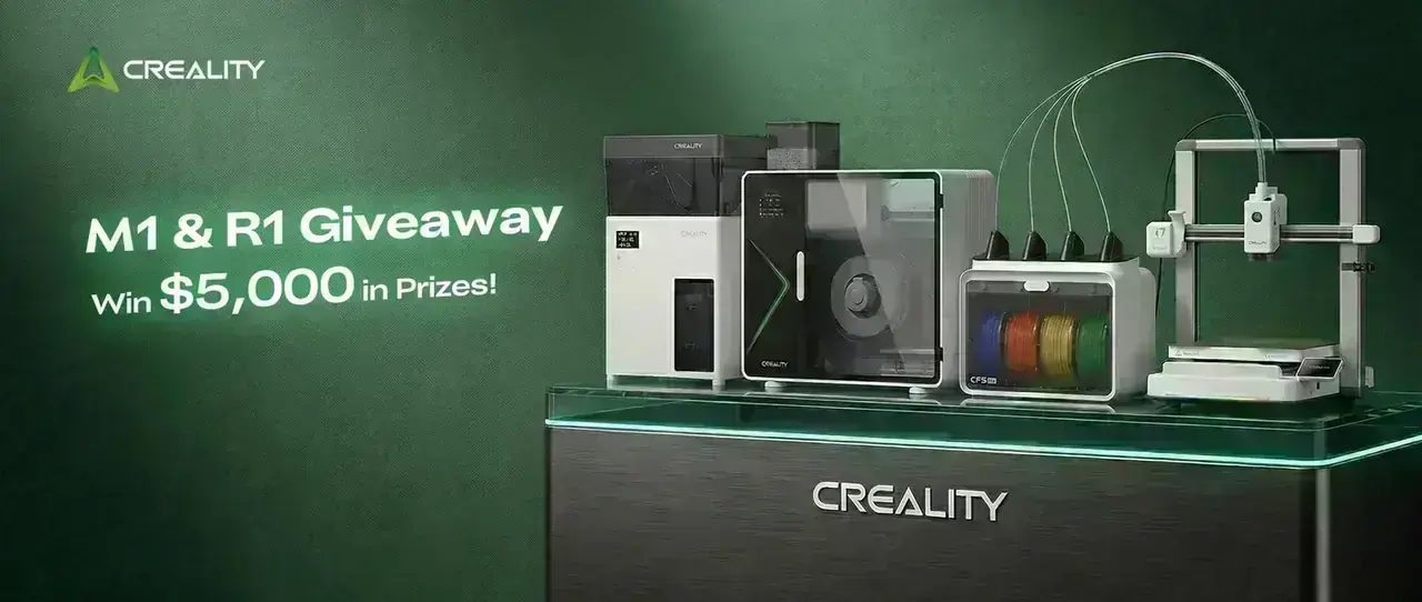 Sorteo Creality M1 & R1 Banner del sorteo Creality M1 & R1 con premios SpacePi X4L y filamento