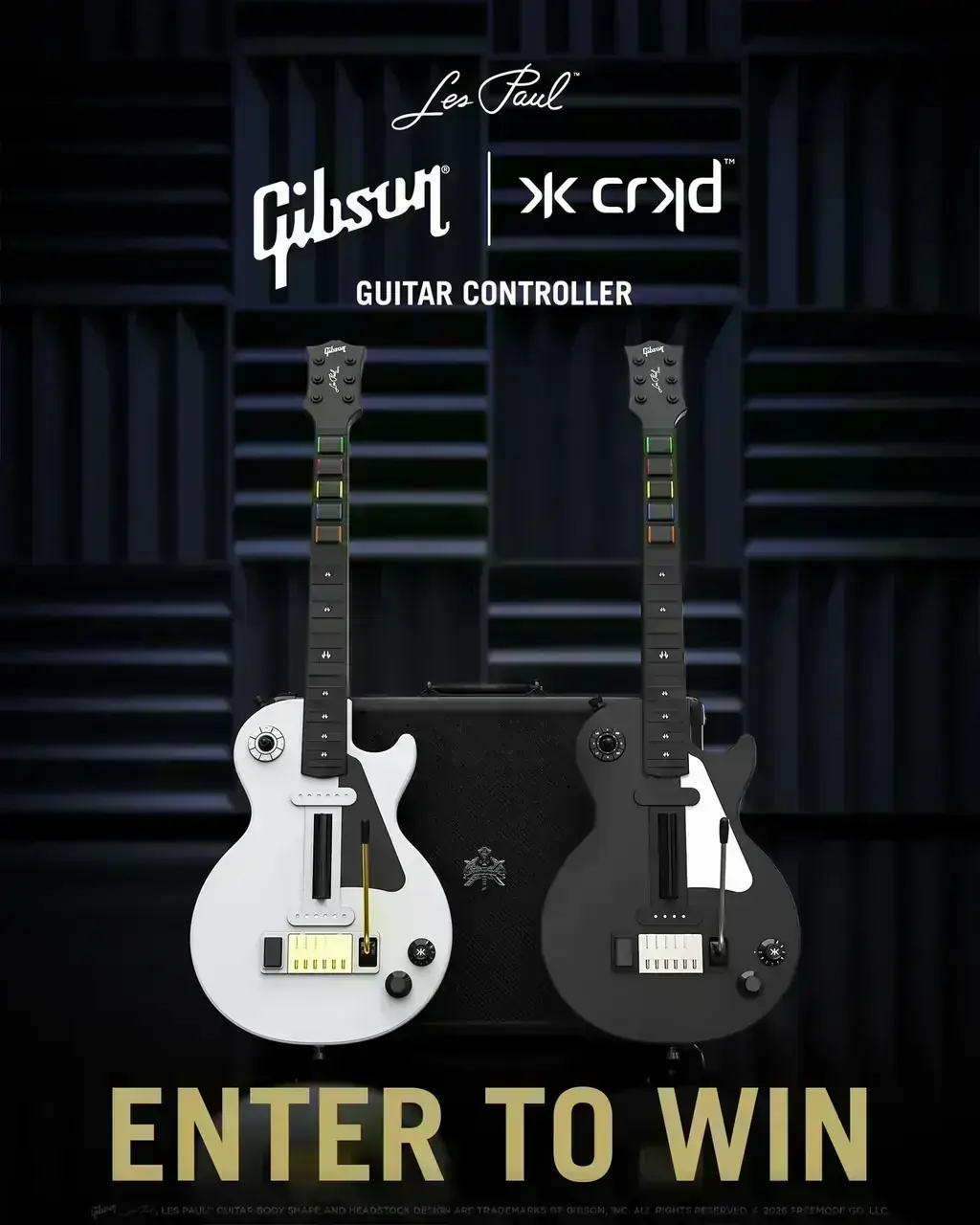 CRKD Guitar Controller Sweepstakes Sorteo CRKD Guitar Controller Sweepstakes con premios de controladores de guitarra CRKD Gibson Les Paul