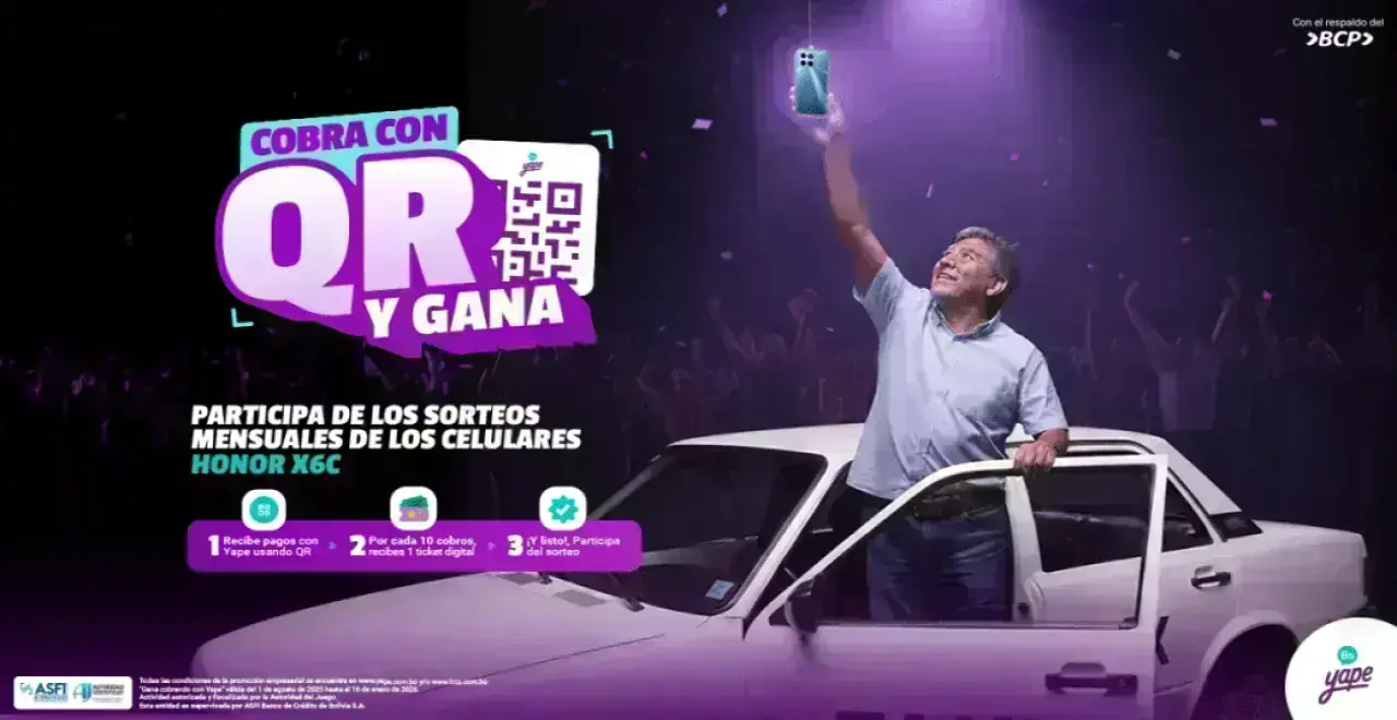 Gana cobrando con Yape Banner oficial de la promoción Gana cobrando con Yape en Bolivia