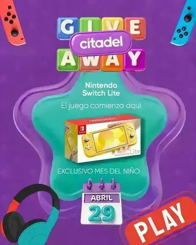 Giveaway Nintendo Switch Lite de Citadel Arte promocional del giveaway de Citadel para ganar una Nintendo Switch Lite