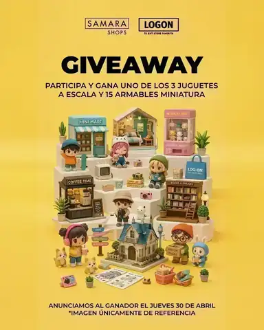 Giveaway de armables 3D - Samara Shops x Log On Cartel del giveaway de Samara Shops y Log On con armables 3D en miniatura