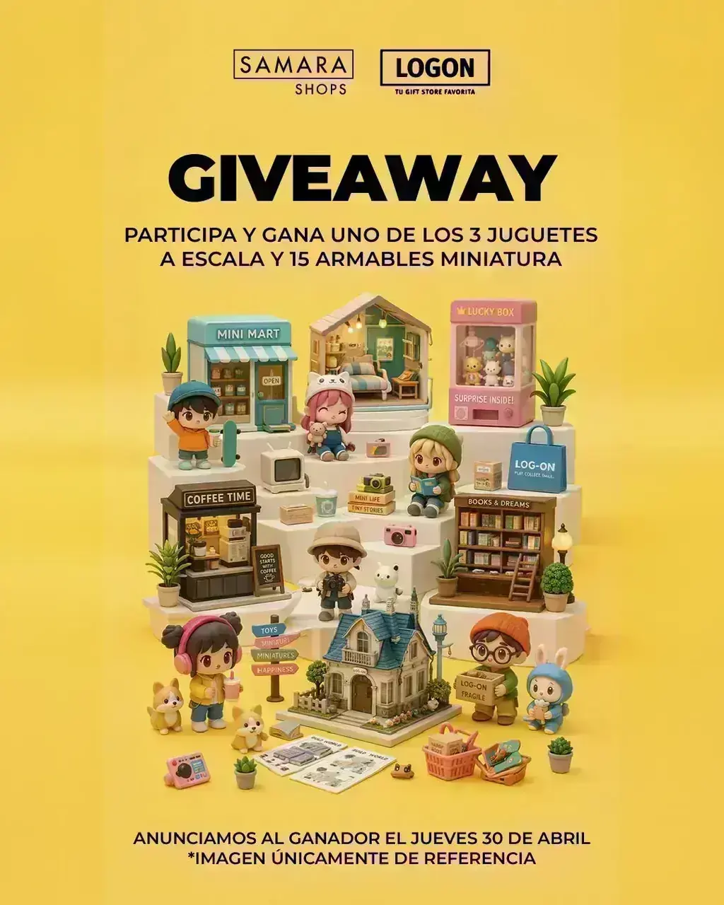 Giveaway de armables 3D - Samara Shops x Log On Cartel del giveaway de Samara Shops y Log On con armables 3D en miniatura