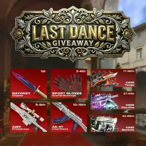 Hellcase Last Dance Giveaway Promotional banner for Hellcase Last Dance Giveaway with CS2 skin prizes
