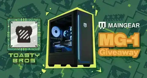 MAINGEAR MG-1 PC Giveaway Promotional banner for the MAINGEAR MG-1 PC giveaway featuring Ryzen 7 9850X3D and Radeon RX 9070 XT
