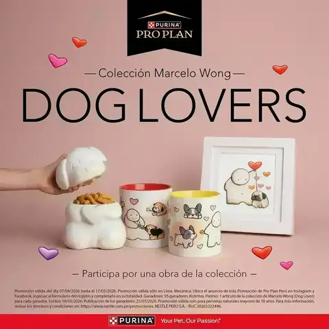 Sorteo Dog Lover de Marcelo Wong Imagen promocional de la colección Dog Lover de Marcelo Wong para el sorteo de Pro Plan Perú