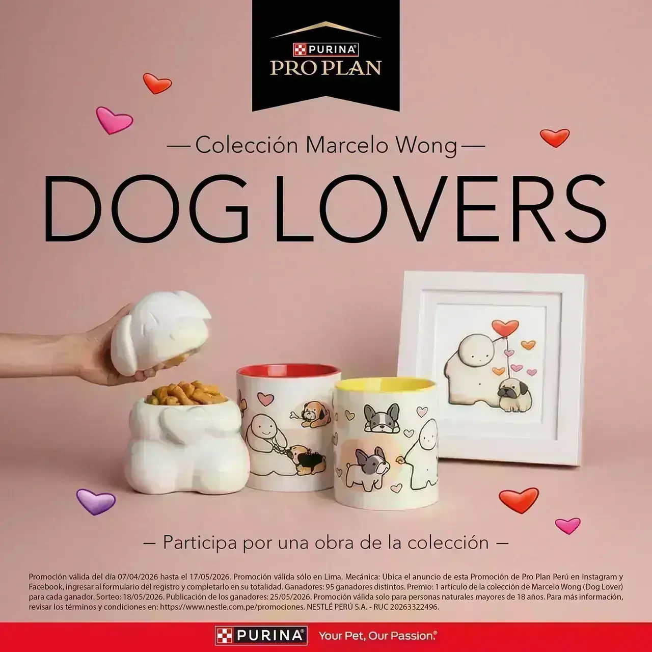 Sorteo Dog Lover de Marcelo Wong Imagen promocional de la colección Dog Lover de Marcelo Wong para el sorteo de Pro Plan Perú