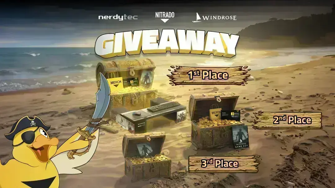 Sorteo Nitrado x Windrose x nerdytec Banner del sorteo Nitrado x Windrose x nerdytec en Gleam