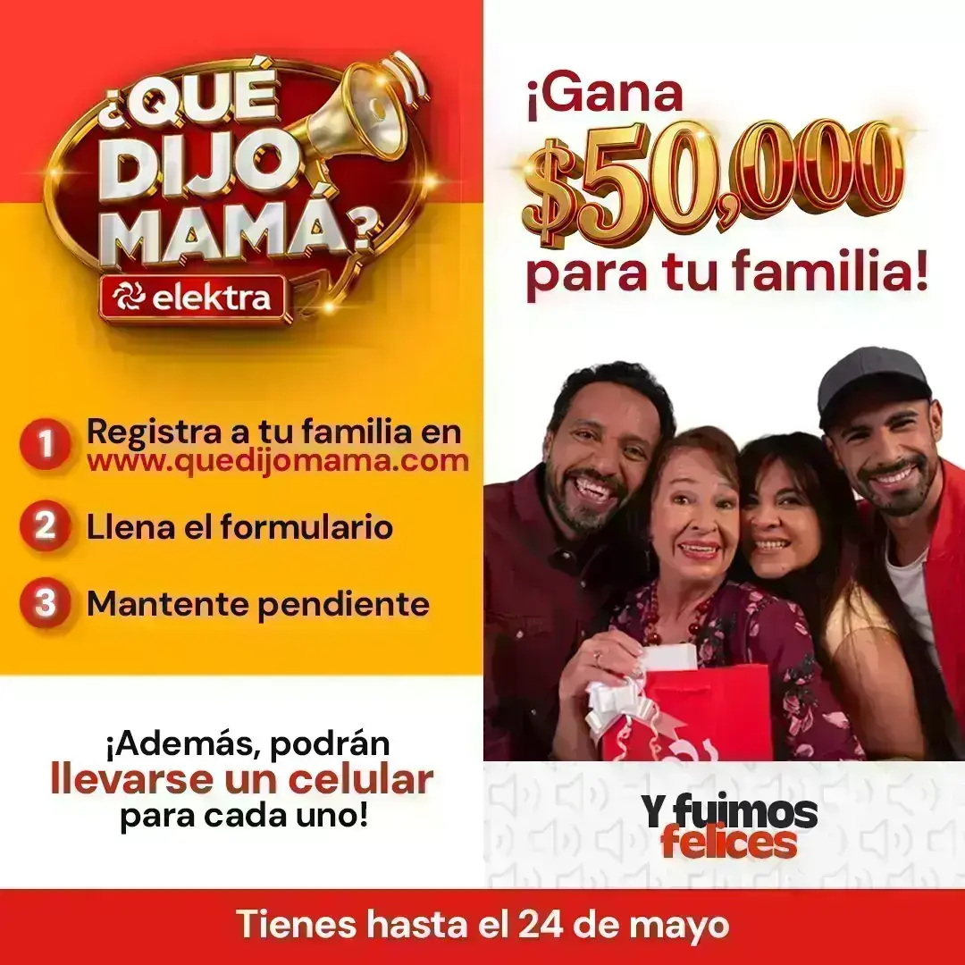 Promoción del reality “¿Qué dijo Mamá?” de Elektra con registro en el sitio oficial