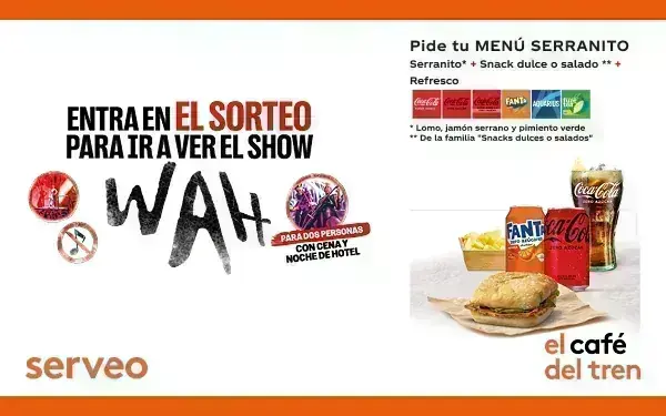 Sorteo Serveo Gana con tu menú Creatividad del sorteo Serveo Gana con tu menú para ganar una experiencia WAH! para 2