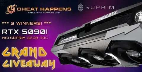 Giveaway MSI SUPRIM RTX 5090 Banner del giveaway de Cheat Happens con la MSI SUPRIM RTX 5090