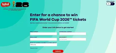 Win FIFA World Cup 26 Tickets Total Wireless FIFA World Cup 26 ticket sweepstakes entry page