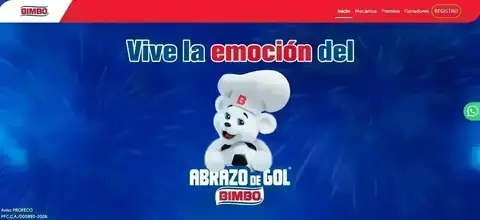 Abrazo de Gol Bimbo Banner de la promoción Vive la emoción del Abrazo de Gol Bimbo