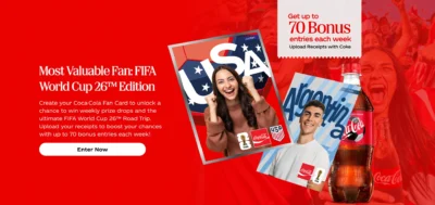 Coca-Cola Most Valuable Fan: FIFA World Cup 26 Road Trip · Giveaway for Dinero dinero Experiencias experiencias · Estados Unidos us