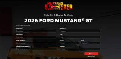 Gana un Ford Mustang GT 2026 · Sorteo de Especiales especiales vehiculos · Estados Unidos us