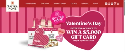 Win a $5,000 Sutter Home Valentine’s Day gift card · Giveaway for GiftCards giftcards · Estados Unidos us