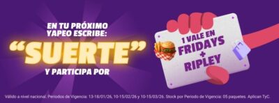 Yape sortea gift cards de Fridays y Ripley por yapeos con glosa · Sorteo de Comida y Bebidas comida-bebidas · Perú pe