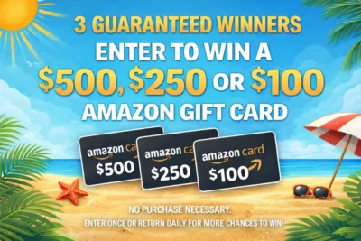 Win a $500, $250 or $100 Amazon Gift Card · Giveaway for GiftCards giftcards · Estados Unidos us