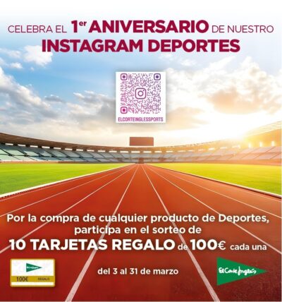 Sorteo Aniversario Instagram Deportes El Corte Inglés · Sorteo de GIFT-CARD gift-card · España es