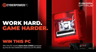 Win a £2,000 CyberPowerPC with SanDisk · Giveaway for DESKTOP-COMPUTER desktop-computer · Reino Únido uk