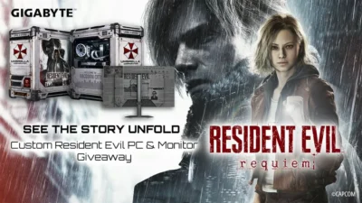 GIGABYTE Resident Evil Requiem Custom PC Giveaway · Sorteo de GAMING-PC gaming-pc MONITOR monitor · Canadá ca Estados
