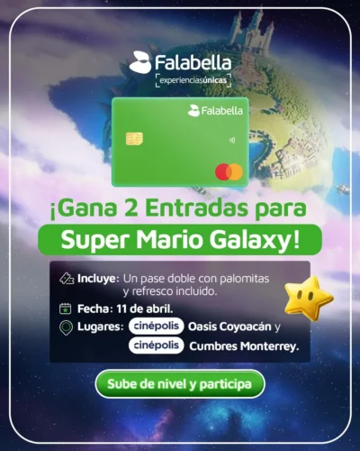Gana un Pase Doble para Super Mario Galaxy con Falabella · Sorteo de CINEMA-TICKET cinema-ticket EVENT TICKET · México mx