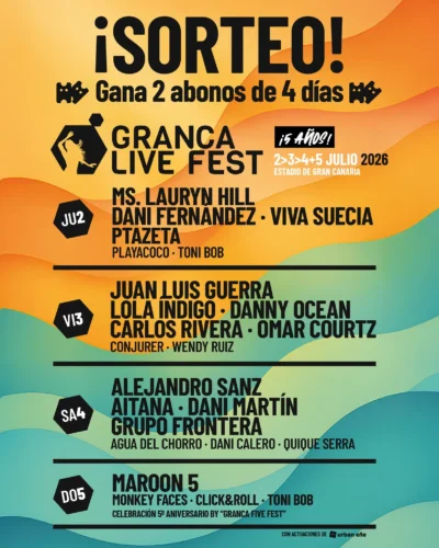 Sorteo 2 abonos de 4 días para el GRANCA Live Fest · Sorteo de EVENT TICKET event-ticket FESTIVAL-TICKET · España es