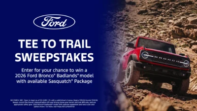 Sorteo Ford Tee-To-Trail · Sorteo de CAR car FLIGHT flight · Estados Unidos us